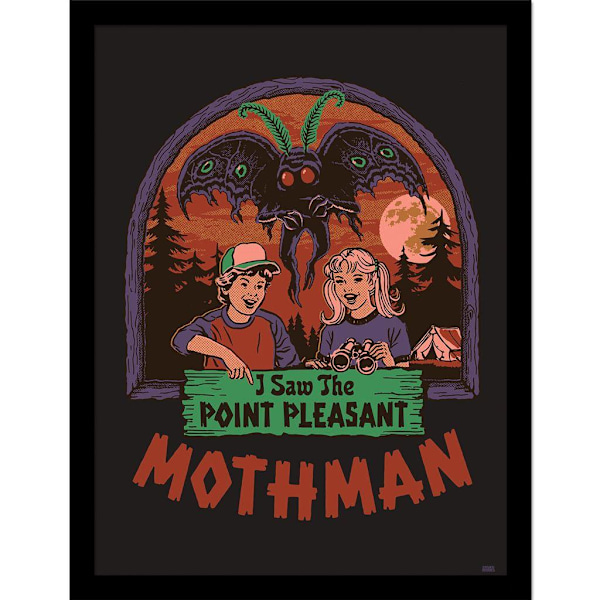Steven Rhodes I Saw The Mothman Inramad Poster 40cm x 30cm Multi Multicoloured 40cm x 30cm