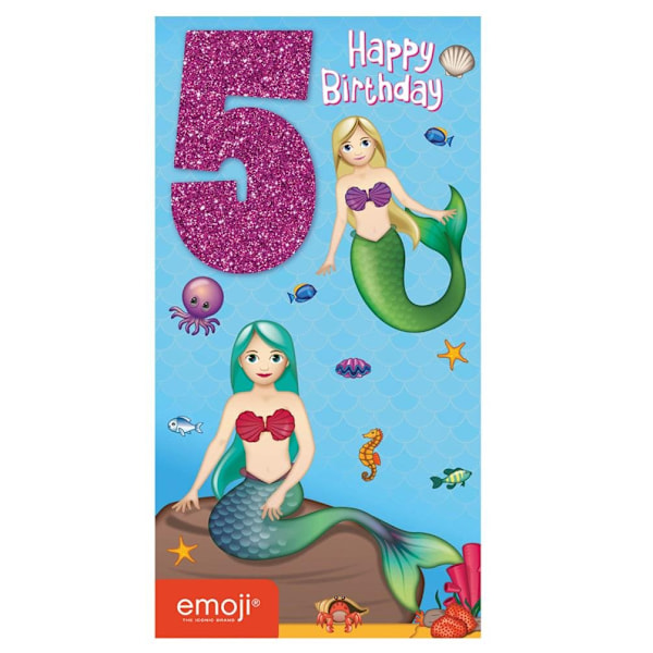 Emoji Mermaid 5:e födelsedagskort En storlek Flerfärgad Multicoloured One Size