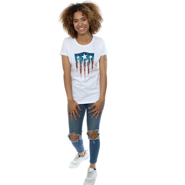 Marvel Dam/Kvinnor Captain America Flag Shield Bomull T-shirt White L