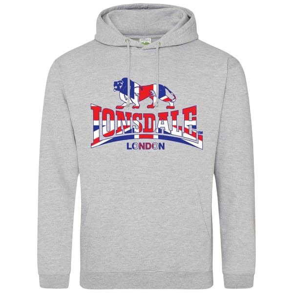 Lonsdale Herr Union Jack Logotyp Hoodie L Grå Grey L