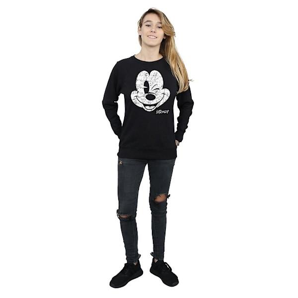 Disney Dam/Kvinnor Mickey Mouse Ansikte Sweatshirt M Svart Black M