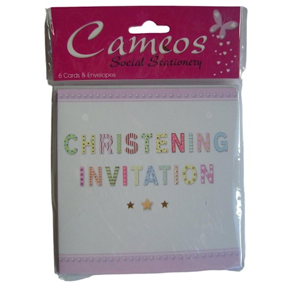 Cameos Dop Invitations (Paket om 6) En Storlek Vit/Rosa White/Pink One Size