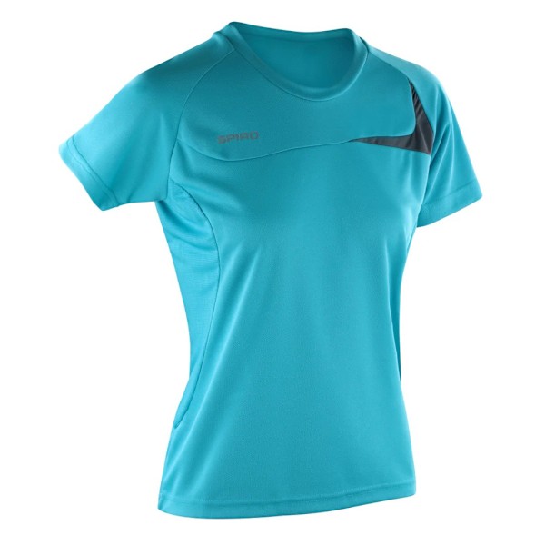 Spiro Dam/Kvinnors Träning T-Shirt 16 UK Aqua/Grå Aqua/Grey 16 UK