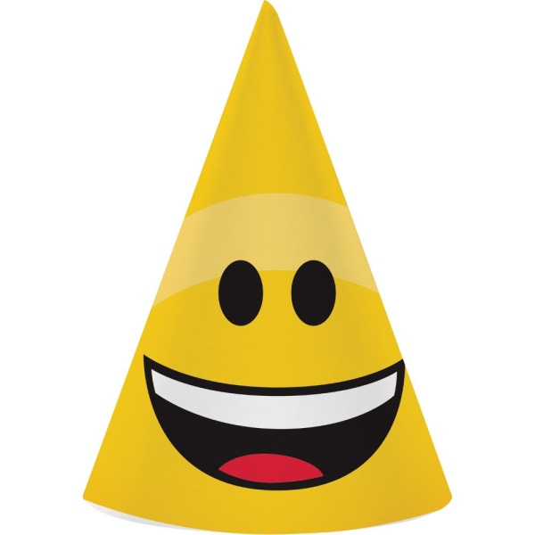 Emoji Paper Cone Party Hat (Pack om 8) One Size Gul Yellow One Size