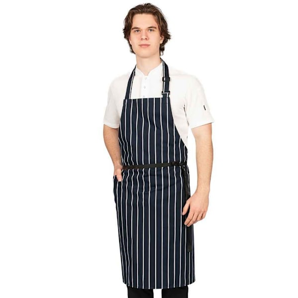 Dennys Unisex Vuxen Kontrast Randig Polycotton Sido Fick Full Förkläde Navy/White One Size