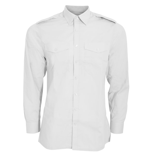 Kustom Kit Herr Långärmad Pilot Skjorta 16 Vit White 16