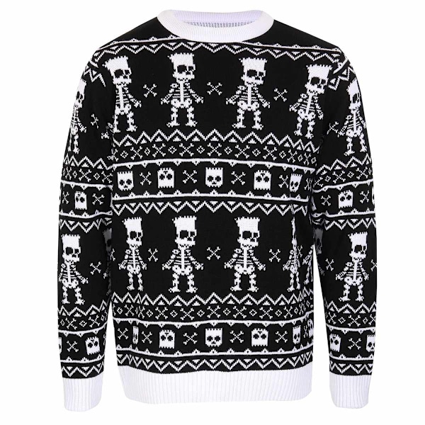 The Simpsons Unisex Vuxen Bart Simpson Skelett Stickad Tröja Black/White L