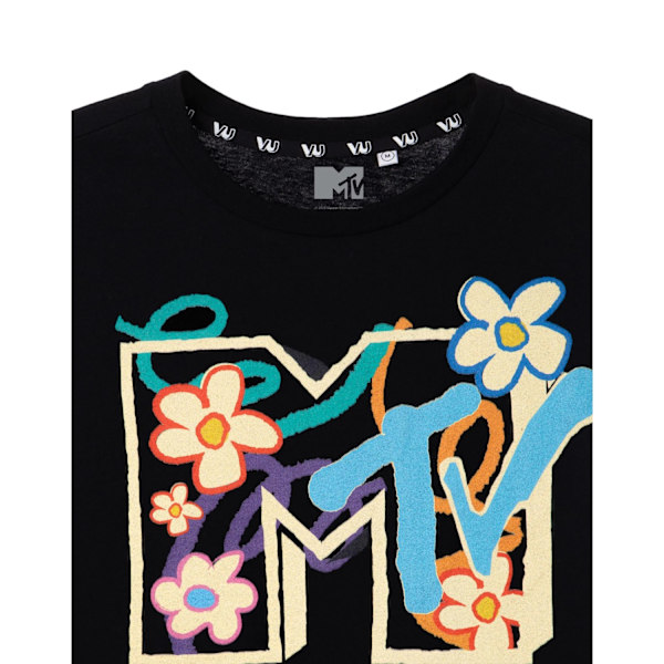 MTV Unisex Vuxen Blommor T-shirt XL Svart Black XL