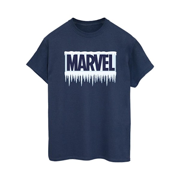 Marvel Womens/Ladies Icicle Logo Bomull Boyfriend T-Shirt XL Na Navy Blue XL