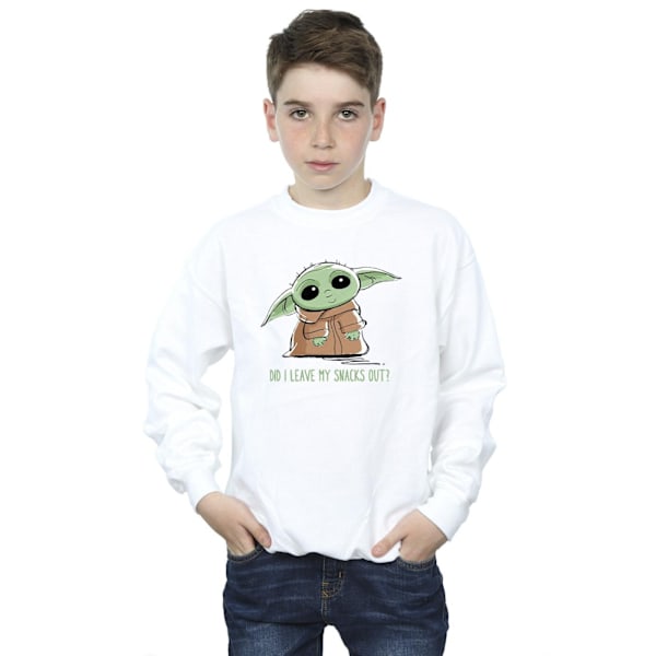 Star Wars Pojkar The Mandalorian Grogu Snacks Meme Sweatshirt 7-8 White 7-8 Years