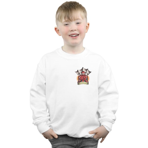 Marvel Boys Spider-Man Tattoo Brösttryck Sweatshirt 12-13 År White 12-13 Years