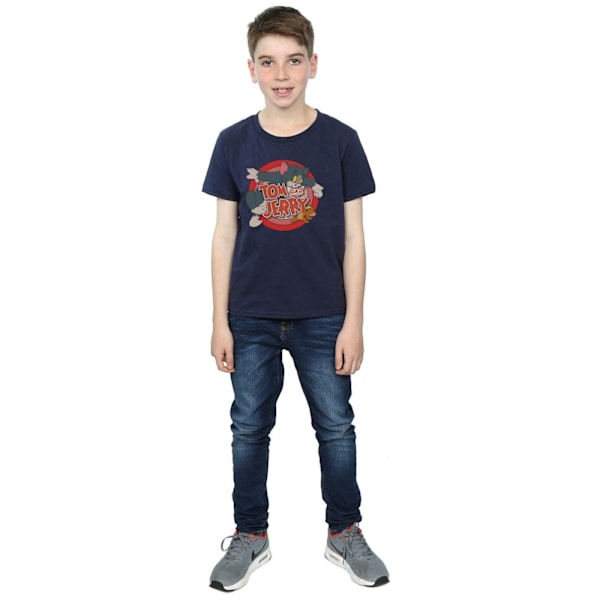 Tom och Jerry Pojkar Klassisk Catch Bomull T-shirt 7-8 År Marinblå Navy Blue 7-8 Years