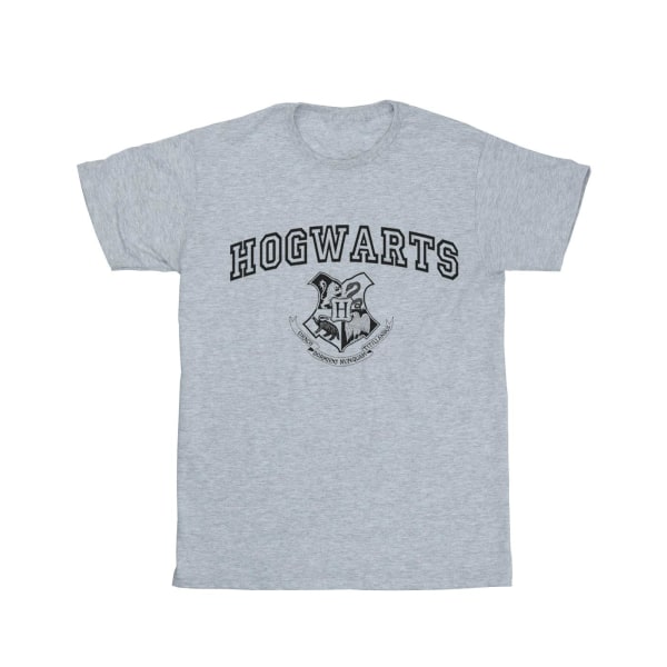 Harry Potter T-shirt med Hogwarts-vapen för flickor, bomull, 3-4 år, sportgrå Sports Grey 3-4 Years