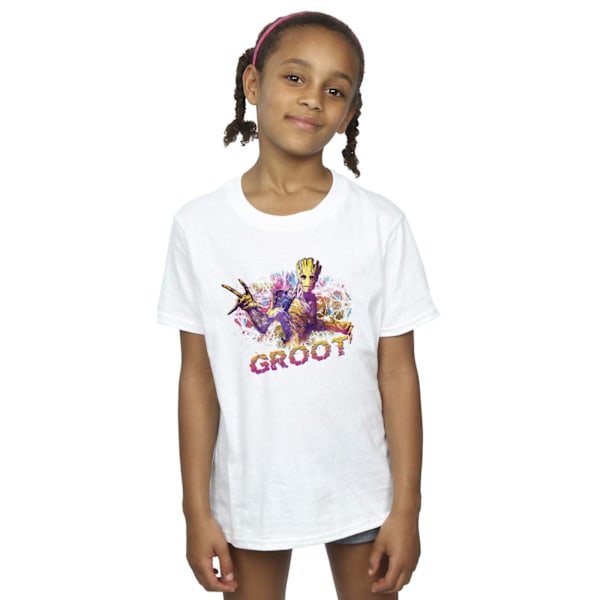 Marvel Girls Guardians Of The Galaxy Abstract Groot Bomull T-Sh White 9-11 Years