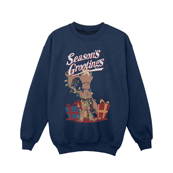 Marvel Girls Marvel Comics Groot Season´s Grootings Sweatshirt Navy Blue 7-8 Years