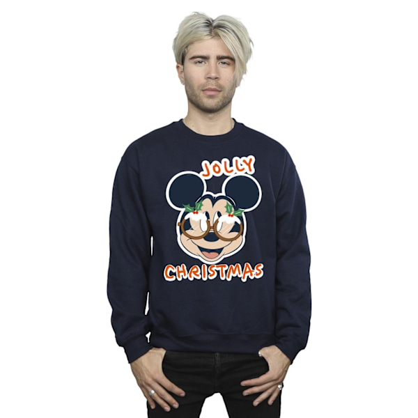 Disney Herr Mickey Mouse Jolly Christmas Glasögon Sweatshirt S N Navy Blue S