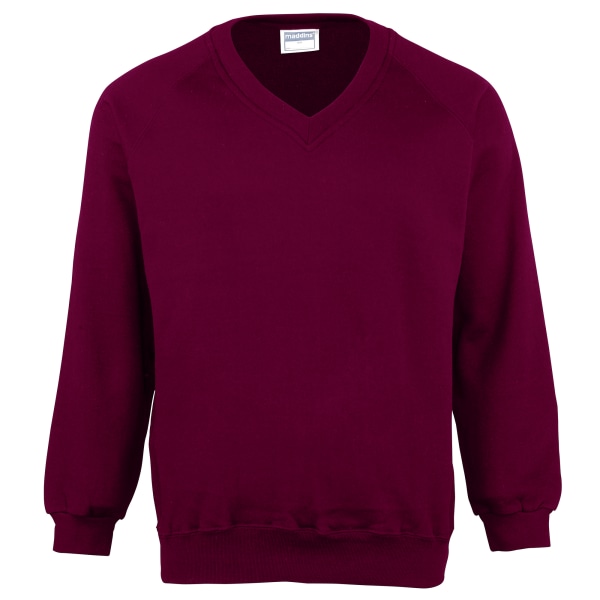Unisex barn unisex färg V-ringad sweatshirt / skolw Burgundy 28
