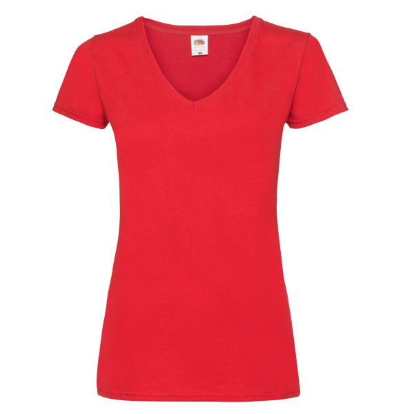 Fruit of the Loom Dam/Dam Valueweight V Neck Lady Fit T-S Red 18 UK