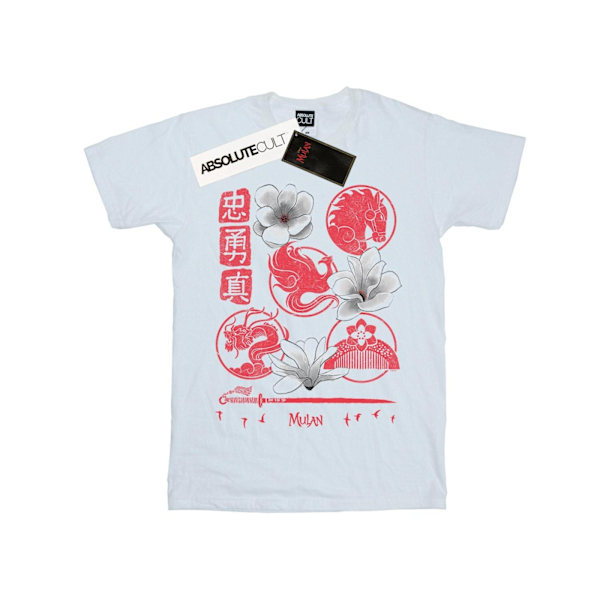 Disney Dam/Kvinnor Mulan Filmikoner Bomull Boyfriend T-shirt White 4XL