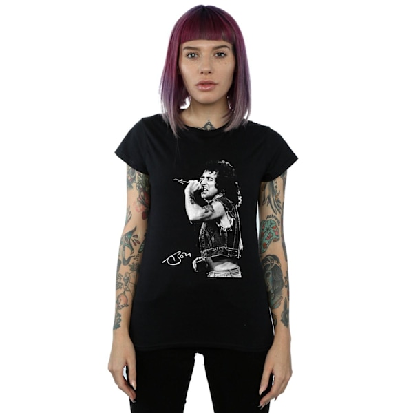 Bon Scott Dam/Damer Signerad Foto Bomull T-Shirt XL Svart Black XL
