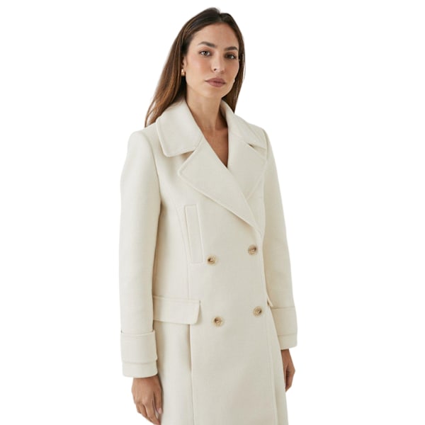 Principles Dam/Damer Lång Oversize Dubbelknäppt Kappa Ivory 16 UK