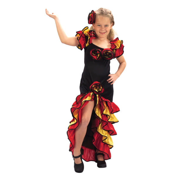 Bristol Novelty Rumba Costume för barn/flickor S Svart/Röd/Gul Black/Red/Yellow S