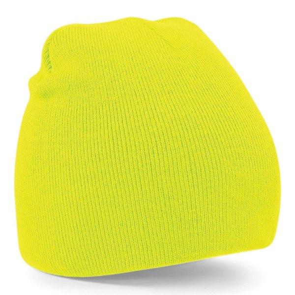 Beechfield Plain Basic Stickad Vinter Beanie Hat One Size Fluor Fluorescent Yellow One Size