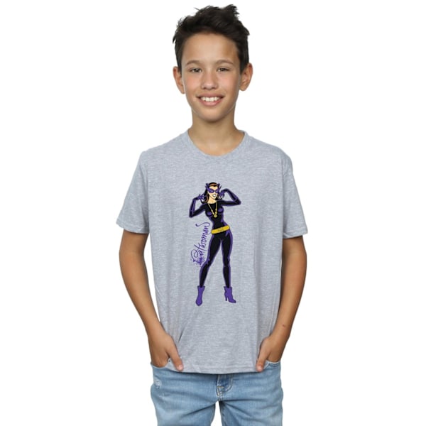 DC Comics Boys Catwoman Happy Pose T-Shirt 7-8 år Sports Grey Sports Grey 7-8 Years