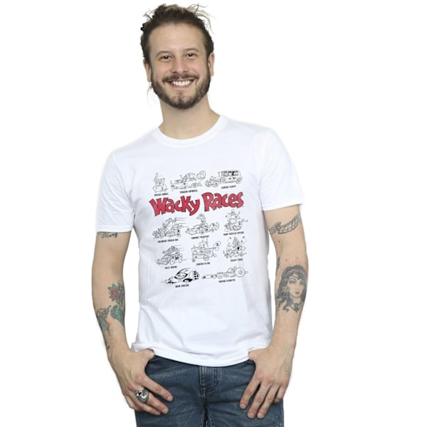 Wacky Races Herr Car Lineup T-Shirt 5XL Vit White 5XL