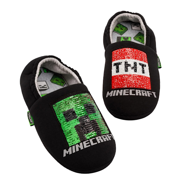 Minecraft Pojkar Paljetttofflor 11 UK Barn Svart/Röd/Grön Black/Red/Green 11 UK Child