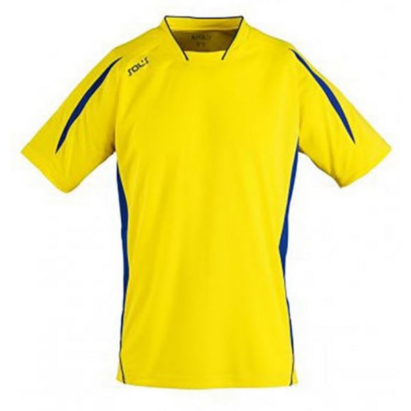 SOLS barn/barn Maracana 2 kortärmad fotboll T-shirt 12 Lemon/Royal Blue 12 Years