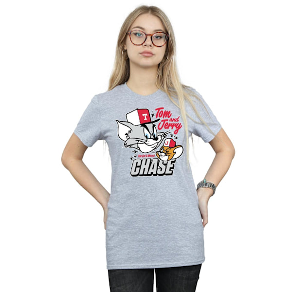 Tom And Jerry Dam & Musjakt Bomull Boyfriend T-shirt för kvinnor Sports Grey S