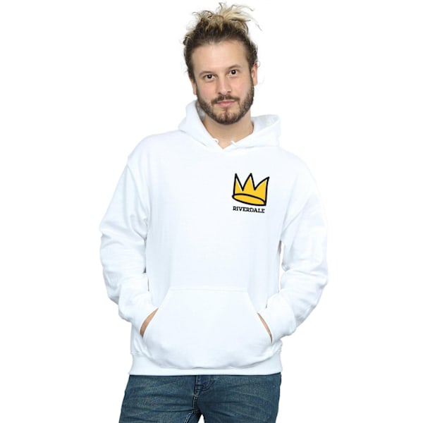 Riverdale Herr Crown Brösttryck Hoodie 4XL Vit White 4XL