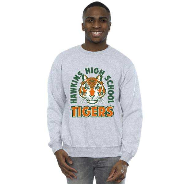 Netflix Mens Stranger Things Hawkins Arch Tiger Sweatshirt 3XL Sports Grey 3XL