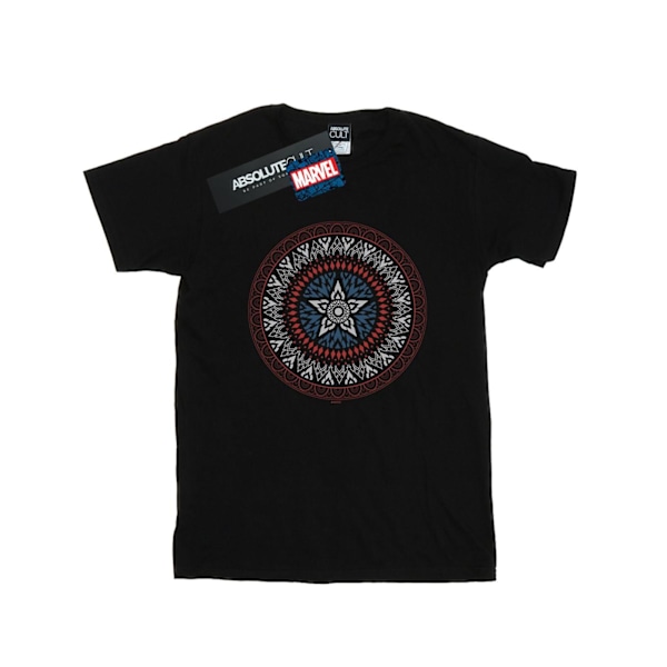 Marvel Dam/Damer Captain America Ornamental Shield Bomull Boyfriend T-Shirt Black 3XL