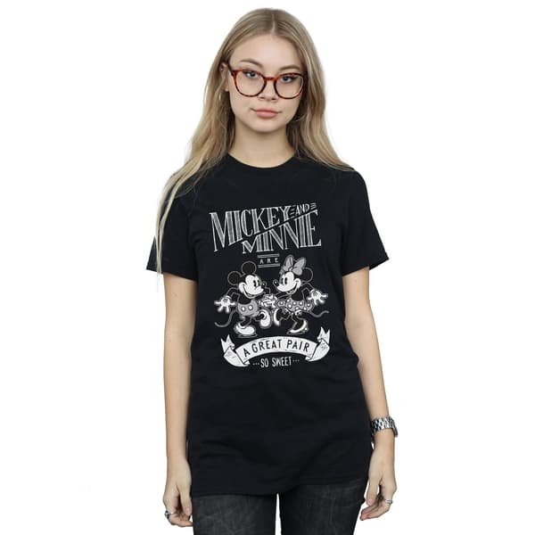 Disney Dam/Damer Mickey Och Minnie Mouse Great Pair Bomull Black XXL