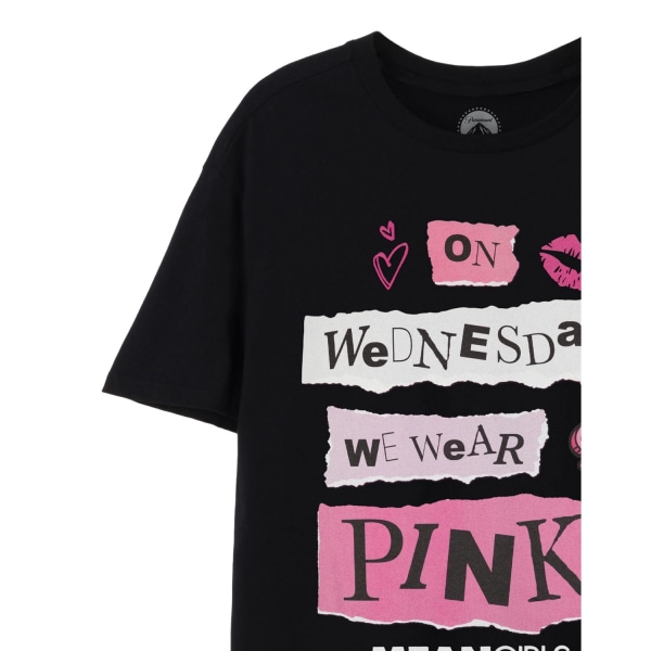Mean Girls Dam T-shirt för kvinnor/damer Rosa onsdagar Storlek 16 UK Svart Black 16 UK