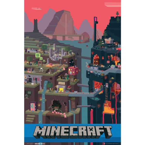 Minecraft World Poster One Size Flerfärgad Multicoloured One Size