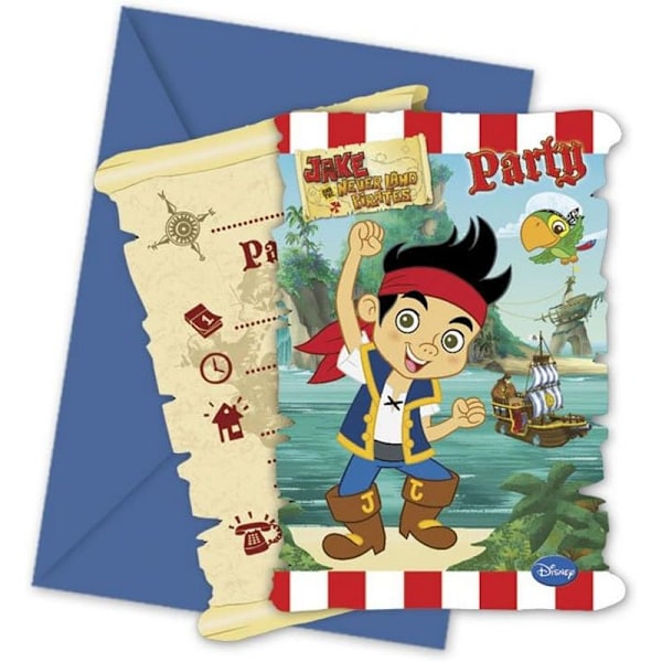 Jake och piraterna i landet Ingenstans Yo Ho-inbjudningar (6-pack) O Multicoloured One Size