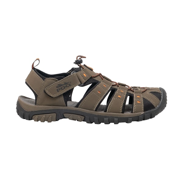 PDQ herr toggle & touch fäste syntetisk nubuck trail sandal Dark Taupe/Orange 7 UK