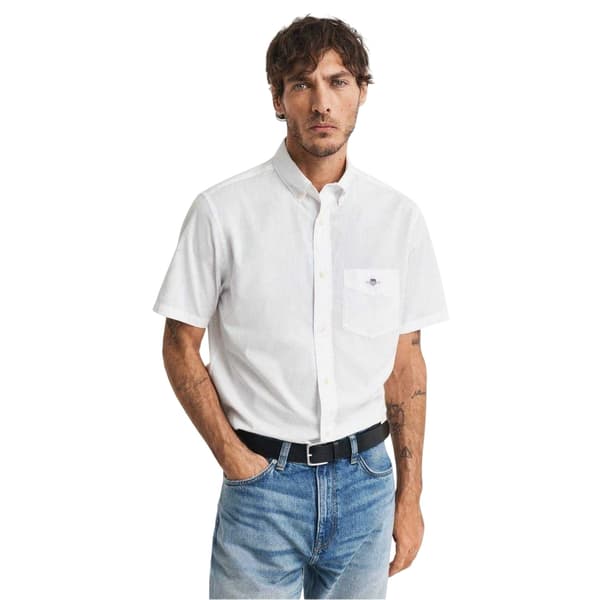 Gant Herr Poplin Klassisk Kortärmad Skjorta S Vit White S