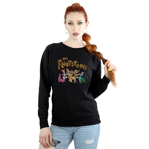 The Flintstones Dam/Damer Grupp Distressed Sweatshirt M Bla Black M