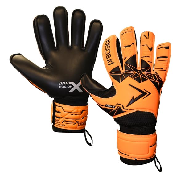 Precision Fusion X Flat Cut Essential målvaktshandskar för barn Fluorescent Orange/Black 2