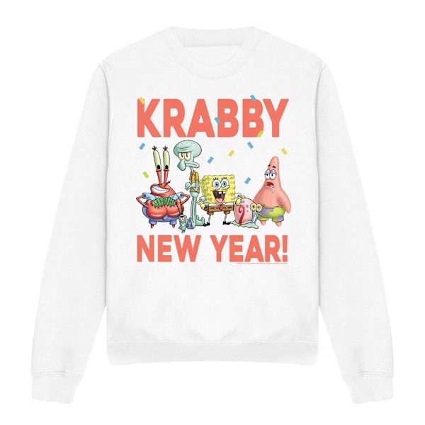 SvampBob Fyrkant Unisex Vuxen Krabby Nyår Sweatshirt S White S