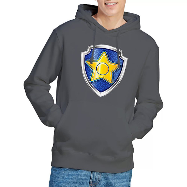 Paw Patrol Herr Chase Badge Hoodie L Gråmelerad Charcoal L