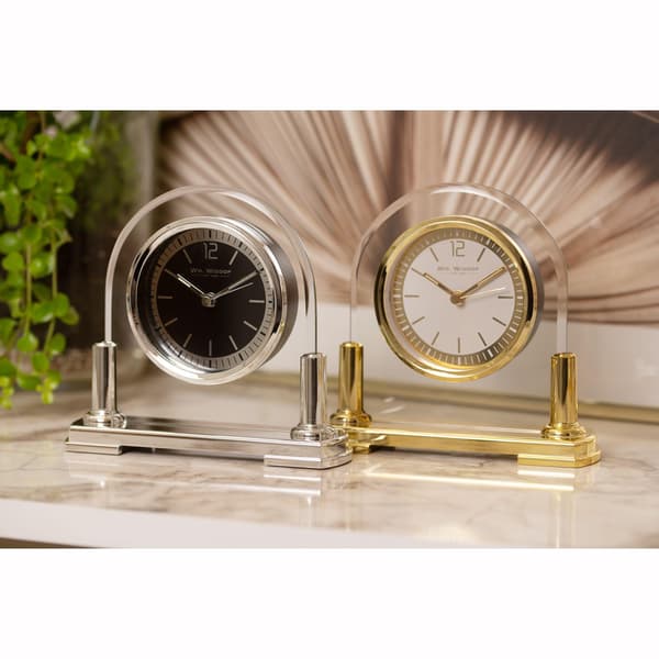 Wm.Widdop Glas Mantel Klocka 2-Tonsurtavla Guldstativ One Size Go Gold One Size