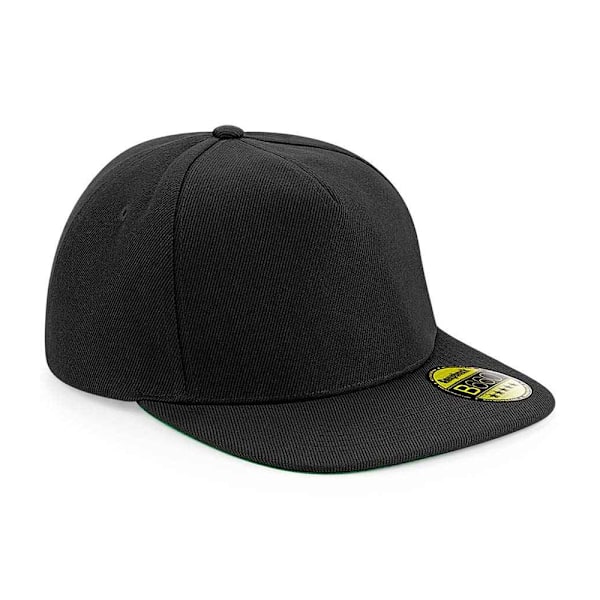 Beechfield Original Flat Peak Snapback Cap One Size Svart/Svart Black/Black/Black One Size