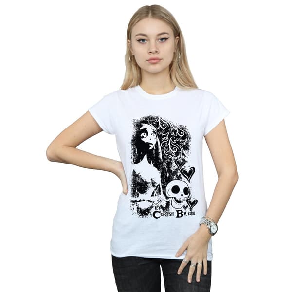 Corpse Bride Dam/Dam Skull Logo T-shirt i bomull L Vit White L