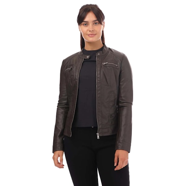 Only Dam/Kvinnor Bandit Faux Läder Bikerjacka 8 UK Choklad Chocolate 8 UK