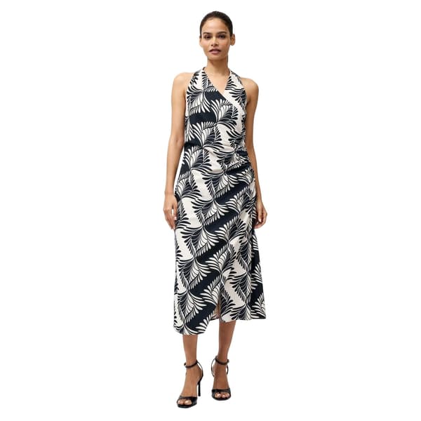 French Connection Dam Ariette Bladmönstrad Halterneck Black/Cream 8 UK